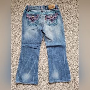 Girls levi's 4 regular bootcut jeans pink colorful sitiching